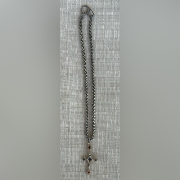 NWOT 3 Rexes Sterling Silver Rope Chain Garnet Cross Necklace - Picture 4 of 4